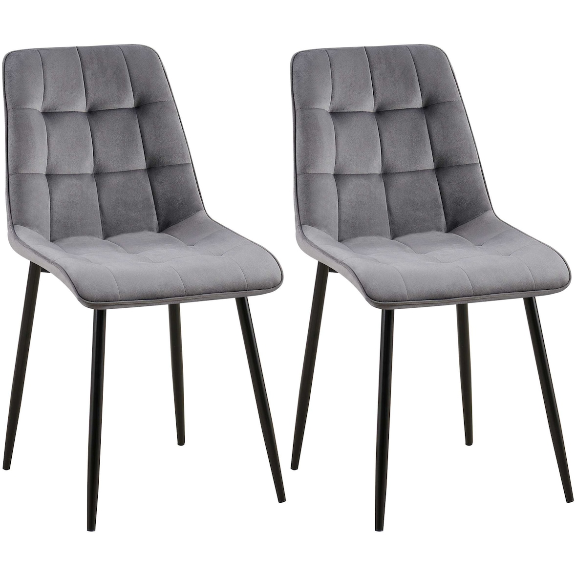 CHEFGASTRO 2er Set Esszimmerstuhl MADRID Samt HxBxT 89x47x61cm Dunkelgrau Küchenstuhl