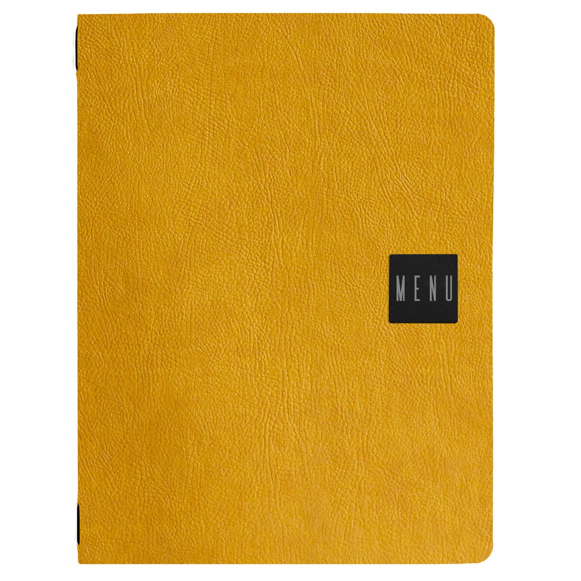 Stil Casa, Set 12 Speisekartenhalter A4, Polyurethan, 24,3x31,6 cm, 3 Innenhüllen, Gummiband, Farbe Ockergelb.