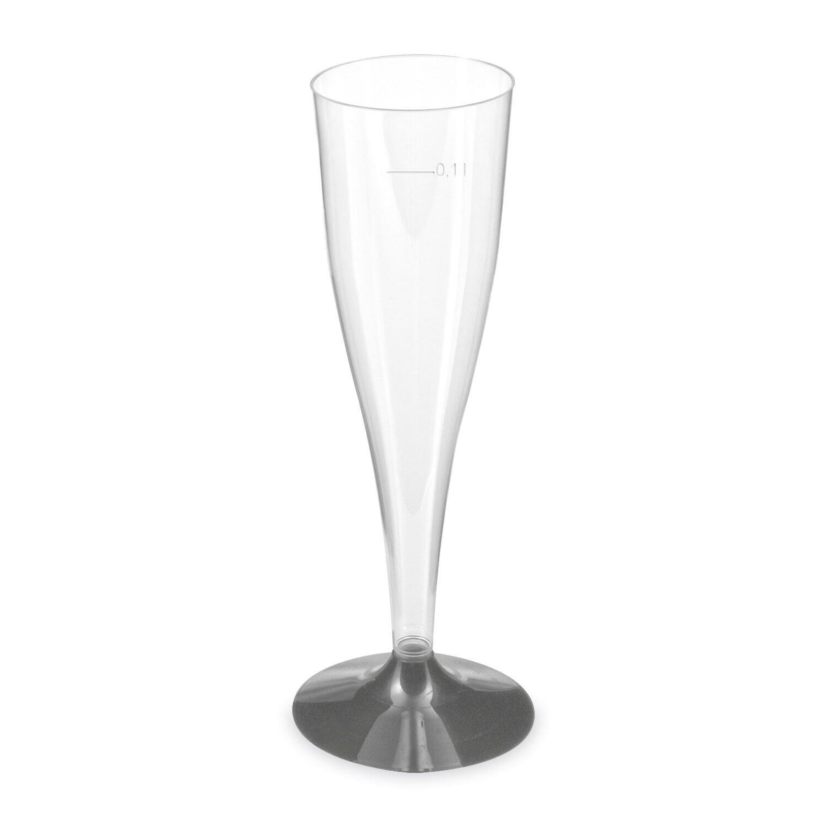 40x Einweg-Sektglas Champagnerglas glasklar mit schwarzem Fuß 100ml PS