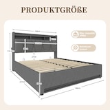 thumbnail of Polsterbett 140x200 cm mit LED-Beleuchtung und Stauraum-Kopfteil–modernes Design und hoher Komfort Grau