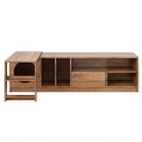 thumbnail of Drehbarer Fernsehschrank 180x40x50 ausziehbar 260cm Katzenruheraum Glas Türen Stauraum MDF Nussbaum modern