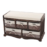 thumbnail of Panca cassettiera shabby vintage 5 ceste legno di paulonia 36x77x45cm marrone