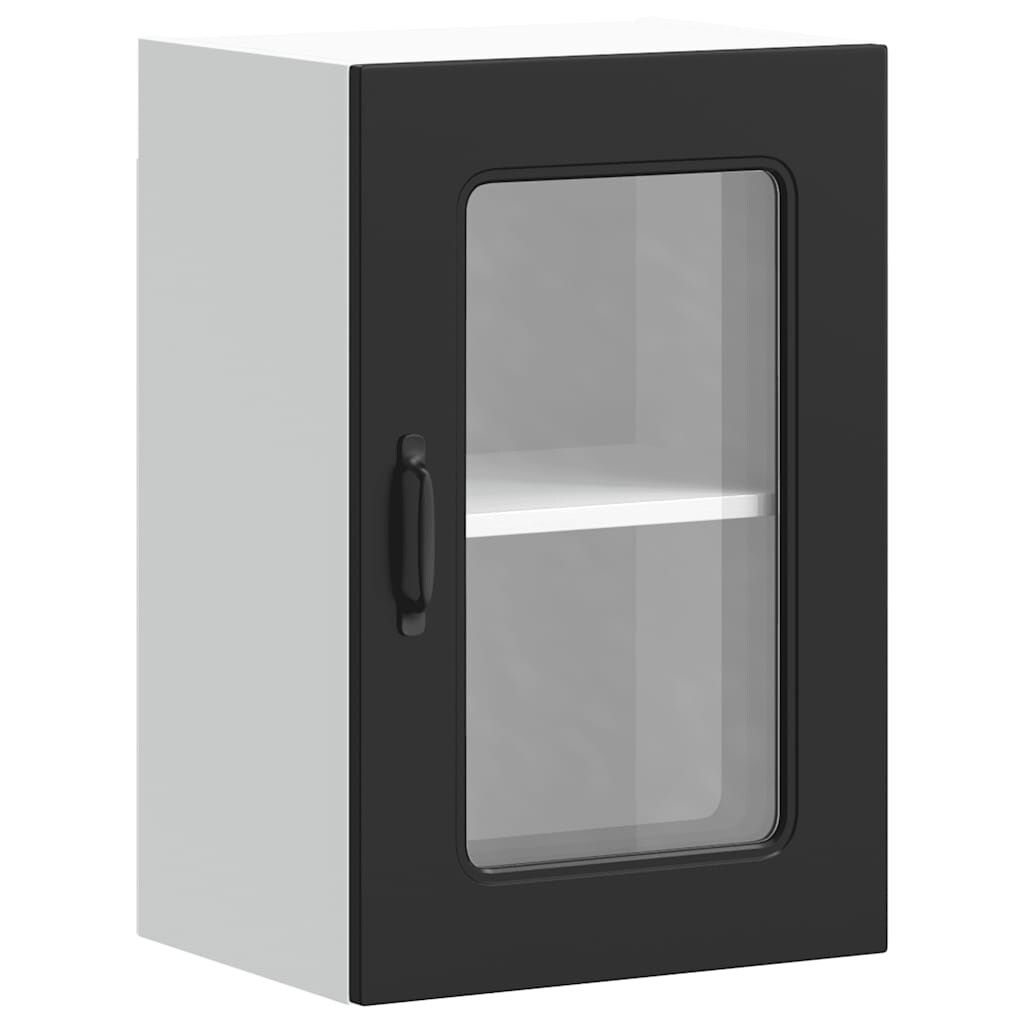 vidaXL Küchen-Hängeschrank mit Glastür Kalmar Schwarz Holzwerkstoff