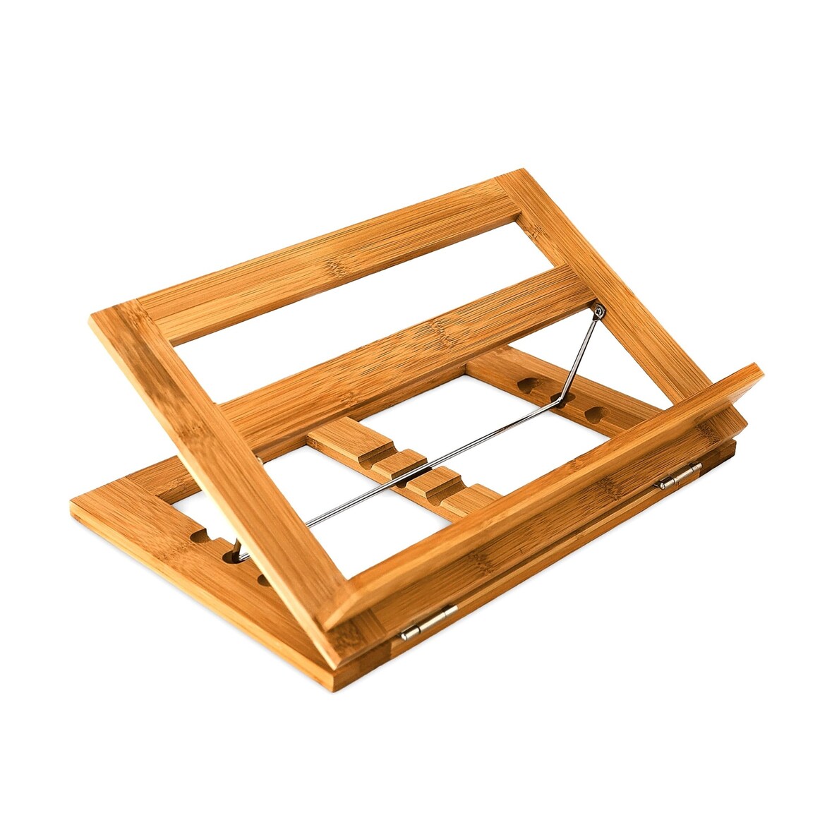 Relaxdays Kochbuchständer, neigungsverstellbar, HxBxT: 22x33x22,5cm, Buchständer aus Bambus, natur, für Küche/Büro