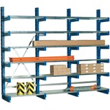 thumbnail of PROREGAL Kragarmregal doppelseitig TAURUS | Stahlfachböden | Grundregal | frei verstellbare Kragarmen | HxBxT 200x100x160cm | 5 Ebenen | Armlast 250kg