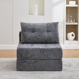 thumbnail of Klappbares Schlafsofa Schlafsessel Bodensofa Gästebett 79x79x57 mit Kopf- und Lumbalkissen hochdichter Schaum Cordbezug platzsparend Grau