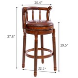 thumbnail of Barhocker aus Echtleder und Holz Braun 96x55x55 cm mit 360 Grad Drehfunktion gepolsterter Sitzschale hoher Rückenlehne