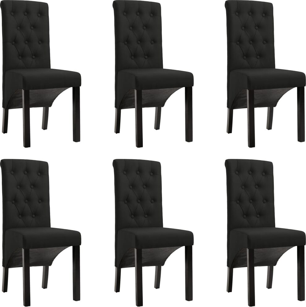 Esszimmerstühle VEDA 6er Set Schwarz Stoff | Polsterstühle Küchenstuhl Wohnzimmerstühle Essstühle bequem