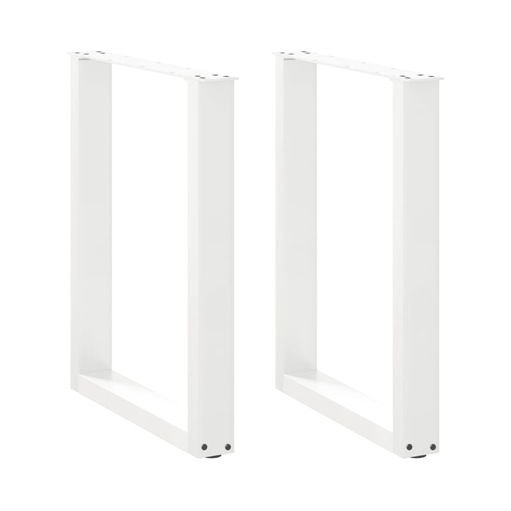Helloshop26 - Juego de 2 patas para mesa de comedor en forma de U 70 x 72 cm estructura robusta diseño moderno acero blanco 02_0057425