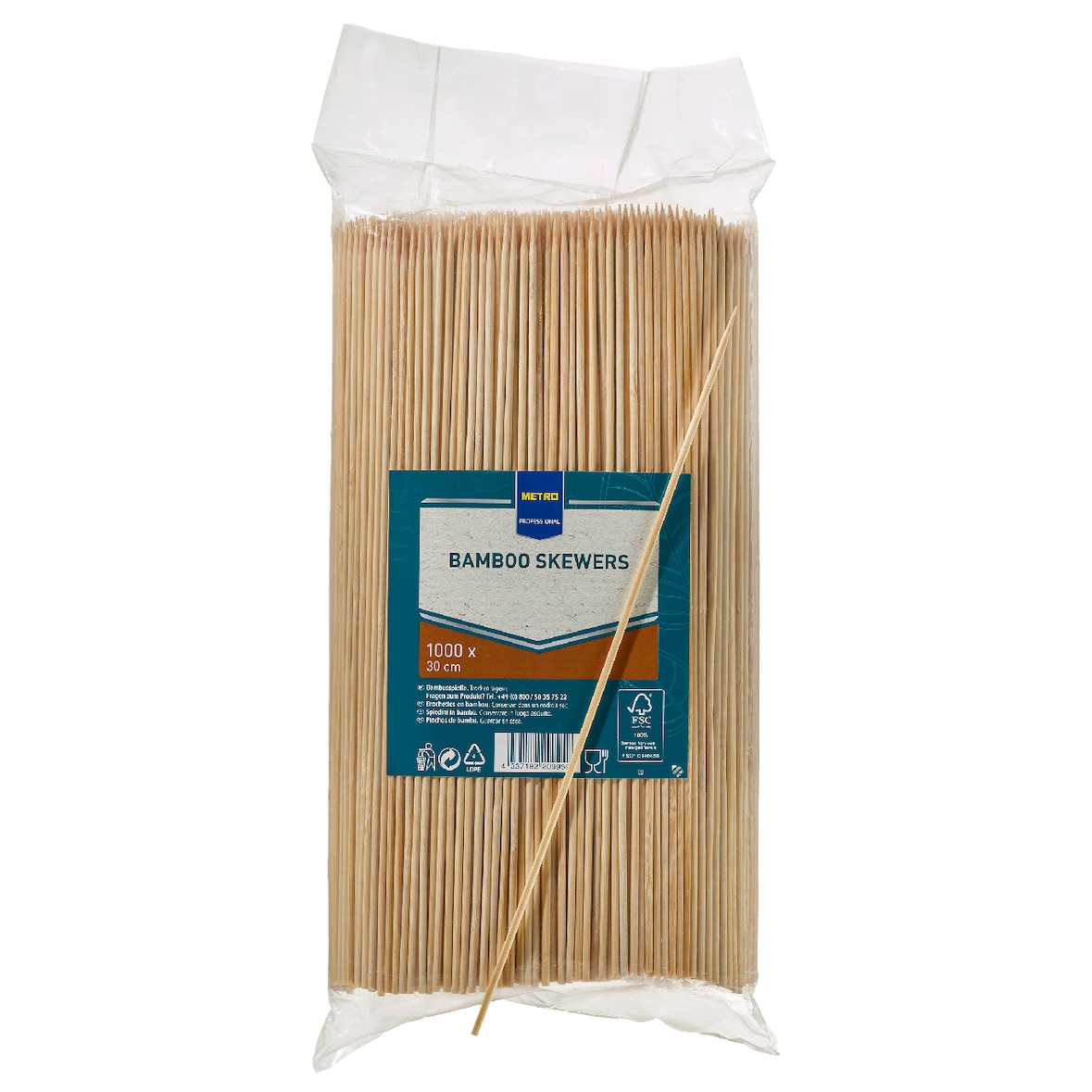 METRO PROFESSIONAL Schaschlikspieße, Bambus, 20 cm x 3 mm, 1000 Stück