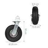 thumbnail of Relaxdays Lenkrolle, luftbereift, 3.00-4, Schwerlast-Transportrolle, Platte zum Anschrauben, bis 120 kg, schwarz/silber