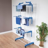 thumbnail of EASYmaxx Wäscheständer 3 Etagen mit Rollen - 63x76x173 cm - weiß/blau