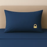 thumbnail of Benetton - Conjunto de cama de solteiro de 3 peças: lençol plano (160x240cm), lençol justo (90x200cm), 1 fronha (45x115cm) 100% algodão azul