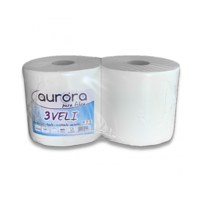 Rotolo Carta Super Cellulosa 3 Veli Goffrato, 1,8 Kg e 192,5 Mt per Bobina, Pretagliato, Confezione da 2 Rotoli