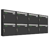 thumbnail of AL Briefkastensysteme 8 x Basic Wand Briefkasten in RAL 7016 Anthrazit Grau für Post A4, wetterfest, Artikelnummer: 431P8EA4P7016/9006