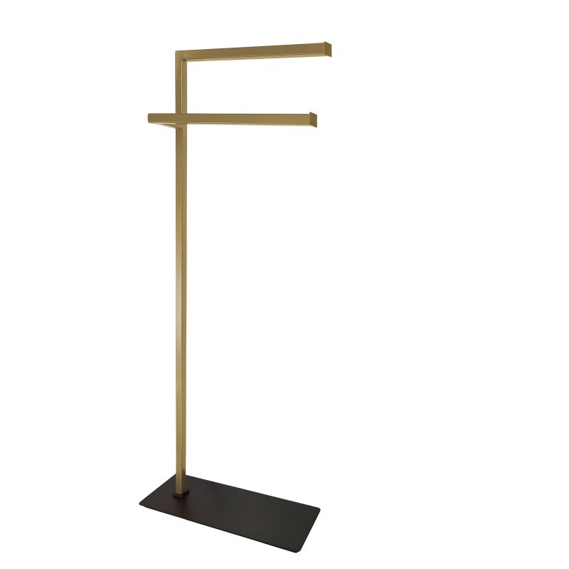 Toallero de pie doble lacado oro negro mate