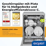 thumbnail of Exquisit Geschirrspüler 60 cm, Unterbaufähig, EEK: C, 12 Maßgedecke, Automatische Türöffnung, Startzeitvorwahl, 11 Liter, GSP6314-030C silber