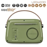 thumbnail of Radio Rétro portable Ledwood ALMA, FM, Bluetooth Entrée USB, Puissance 30W - Batterie 3,7V-1500mAh - Retro Vintage - Vert Olive