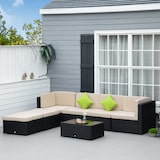 thumbnail of Outsunny Conjunto Muebles de Jardín de Ratán 7 Piezas Mesa Sofás Taburetes con Cojines Lavables 2xSofá de Esquina 2xSofá 2xTaburete 1xMesa de centro
