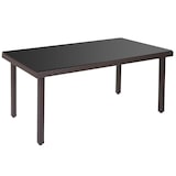 thumbnail of Poly-Rattan Gartentisch Cava, Esstisch Tisch mit Glasplatte, 160x90x74cm ~ braun