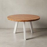 thumbnail of Esszimmertisch rund 130 cm Sheesham Massiv Esstisch, Runder Holztisch mit Metallbeinen, Massivholztisch Esszimmer, Küchentisch