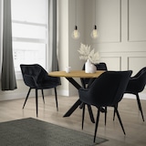 thumbnail of ML-Design – Esszimmerstühle 4er Set – Schwarz Samt | gesteppter Sitz, mit Armlehnen, Metallbeine, ergonomisch gepolstert