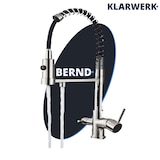 thumbnail of Bernd | Estera filtrante cepillada plateada para gastronomía de 3 vías Grifo ósmosis de acero inoxidable con resorte para cocina giratorio 360°