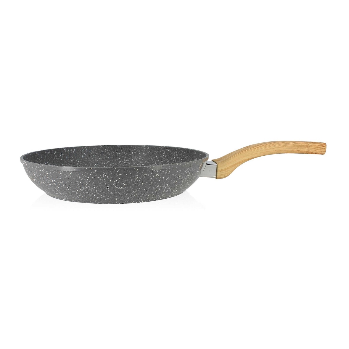 Menastyl - Poele cannelle 28cm en aluminium avec poignée en bois clair
