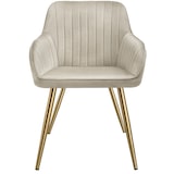 thumbnail of tectake Eetkamerstoel Marilyn, fluweeloptiek, doorgestikt - creme/goud, Set van 6 - 405750