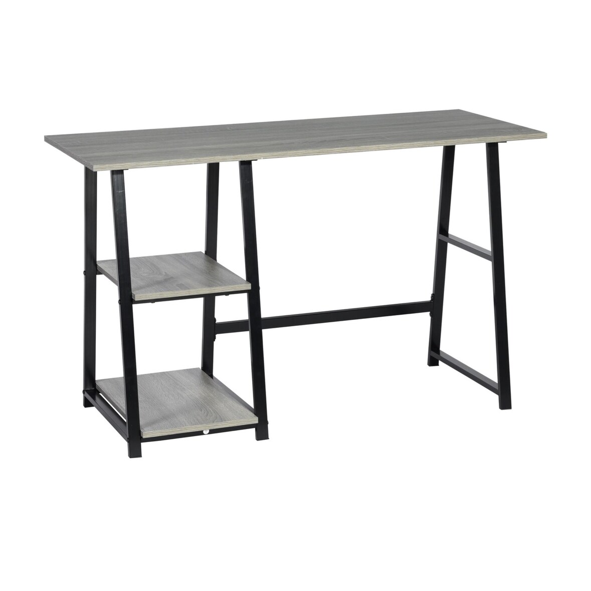 WellHome - Schreibtisch mit schwarzem Rahmen und grauer Platte, 74 cm