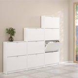 thumbnail of WellHome - Zapatero Abatible de Madera con 2 Compartimentos en color Blanco 71 x 17 x 86 cm - Adaja