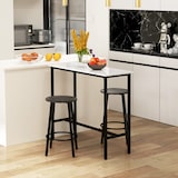 thumbnail of HOMCOM juego de mesa de comedor mesa alta de bar con 2 taburetes redondo 3 piezas marco de acero estilo moderno para cocina salón blanco y negro