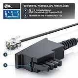 thumbnail of CSL - 1m Telefonkabel TAE-F Stecker auf RJ11 Stecker − Int. Norm 6P4C / 4-polig belegt − Flachkabel - TAE-F - schwarz