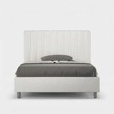 thumbnail of Französisches Doppelbett mit gepolsterter Basis 140x200, weißes Kunstleder Agueda