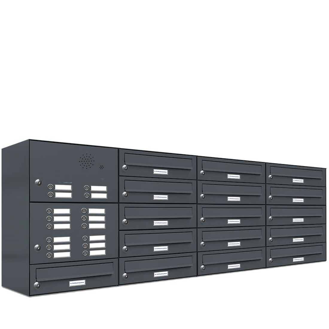AL Briefkastensysteme 16 Fächer Premium Wand Briefkasten Anlage RAL 7016 Anthrazit Grau, Post A4, robust, wetterfest, Artikelnummer: 132P16EA4