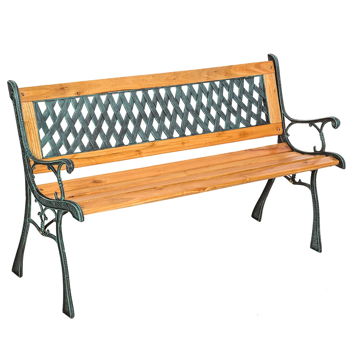 tectake Banco para jardín de madera y hierro fundido TAMARA 128x51x73cm  marrón - 401423