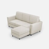 thumbnail of Yasel 3-zitsbank (drie zitplaatsen 60cm) + poef buitenafmetingen L.212 D.155 melkkleur