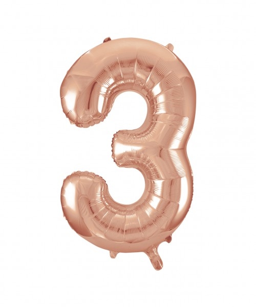Unique Folienballon Zahl 3 Roségold