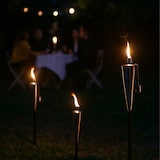 thumbnail of Relaxdays Gartenfackeln 3er Set, Edelstahl, Ölfackeln für draußen, variable Höhe, Ersatzdochte, Löscher, silber/schwarz