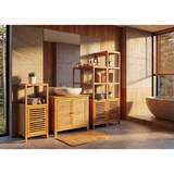 thumbnail of Badezimmerset HWC-B18, Komplett Badezimmer Badmöbel Badset Badschrank mit Tür, Bambus