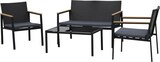 thumbnail of Outsunny Conjunto Muebles de Ratán con Cojines 4 Piezas Acolchados con 1 Sofá Individual 1 para Doble Negro y Gris