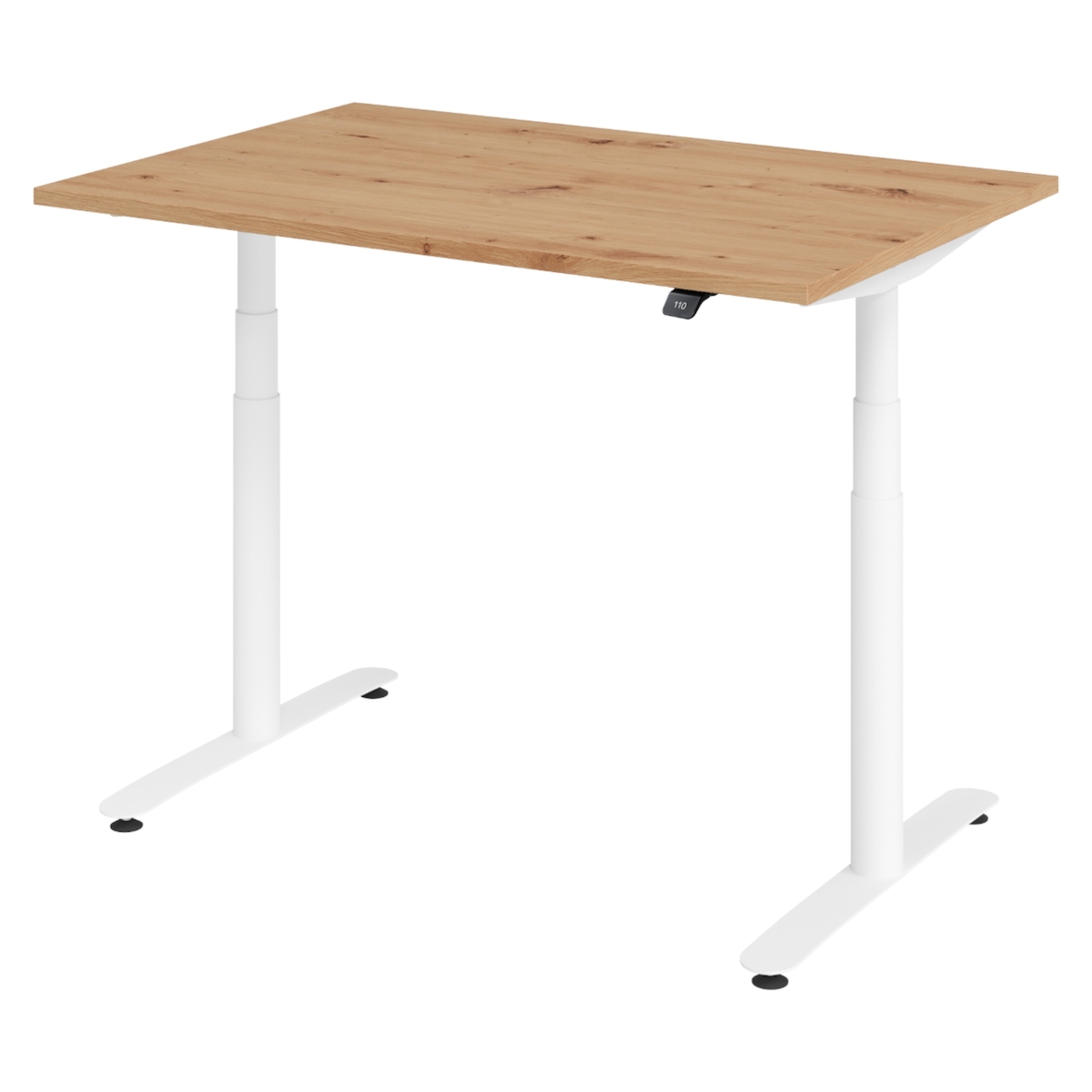 bümö Schreibtisch elektrisch Bluetooth & App XDLR Rechteck: 120 x 80 cm - Asteiche Weiß