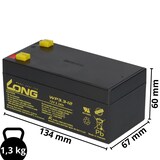 thumbnail of Bleiakku 12V 3,3Ah kompatibel PK12V3 battery AGM VdS