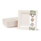 thumbnail of BIOZOYG 50 Stück Einwegteller quadratisch 20x20cm Bio Geschirr Zuckerrohr Teller stabil biologisch abbaubar kompostierbar Bagasse Einwegteller