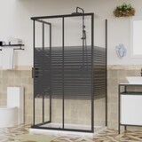 thumbnail of Box Doccia 80x120x80 Scorrevole Reversibile 3 Ante H190 Vetro Temperato 6mm Cabina Doccia Cristallo Serigrafato  - Nero