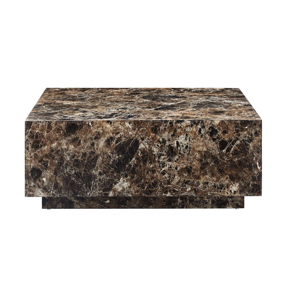 SalesFever Salontafel 90x90 cm | vierkant | MDF verijdeld in marmerlook | B 90 x D 90 x H 35 cm | Bruin