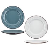 thumbnail of 6x Rome blau & weiß Speiseteller Ø27,5cm Steingut Rauten 6 Personen Essteller