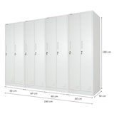 thumbnail of PROREGAL Mega Deal 4x Spind Schrank ELEPHANT Metall 2 Abteile 180x60x50cm Kleiderstange & Kleiderhaken Lichtgrau Spindschrank Kleiderschrank