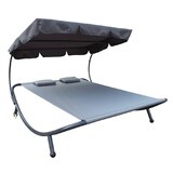 thumbnail of XXL Doppelsonnenliege mit Dach Kopfkissen Gartenliege Relaxliege Sonnenliege Steingrau : Steingrau