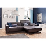 thumbnail of KAWOLA Sofa YORK Leder Life-line chocolate Recamiere rechts Fuß Metall schwarz